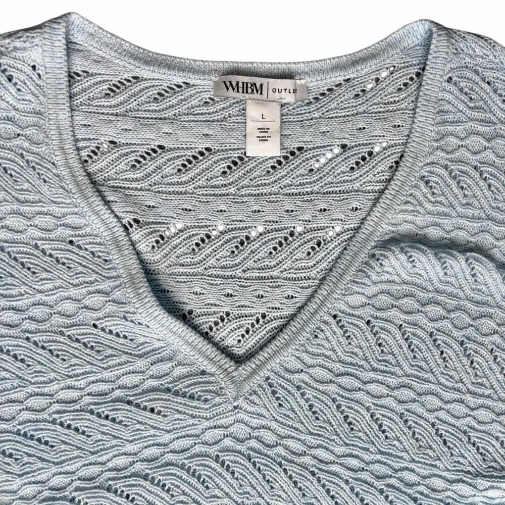 White House Black Market Vneck Dolman 3/4 sleeve sweater - Lt Blue Sz Large